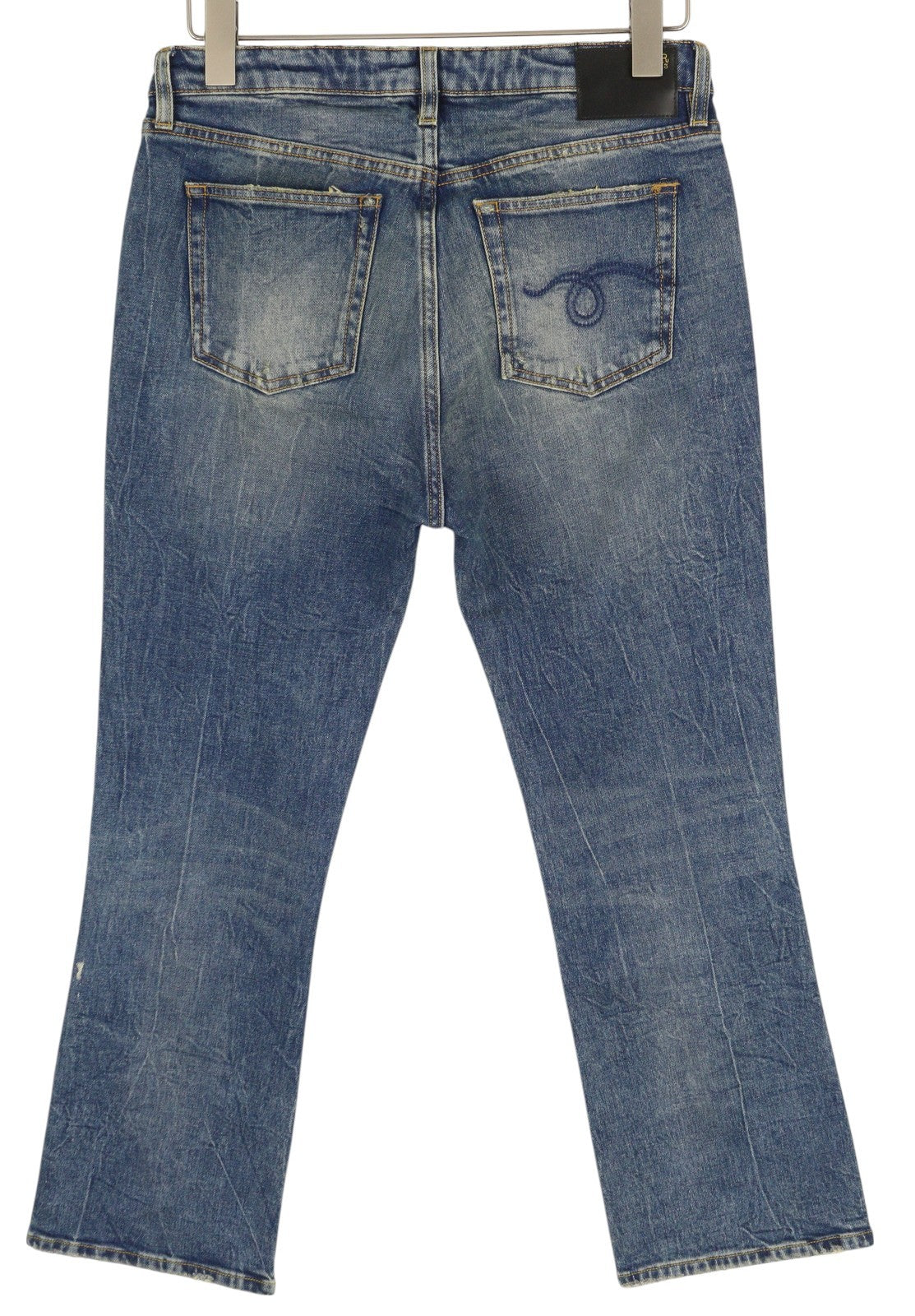 R13 Kick Women Jeans 29 Kelly Stretch Cropped Flared Fit Faded Blue RRP$805