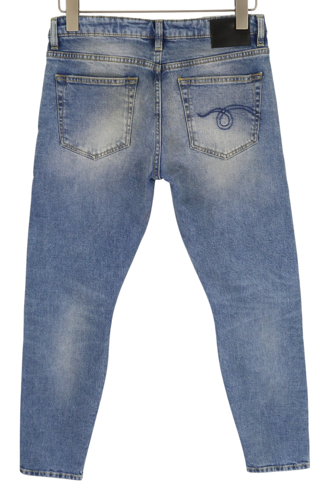 R13 Boy Skinny Women Jeans 28 Jasper Stretch Washed Faded Denim Blue Zip Fly