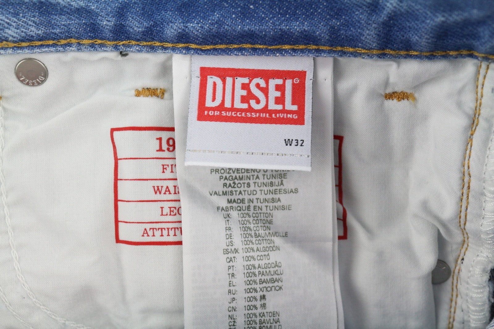 DIESEL 1995 D-Sark 09I29 vyriški džinsai W32/L34 mėlyni, tiesūs, vidutinio juosmens, RRP 246 USD 