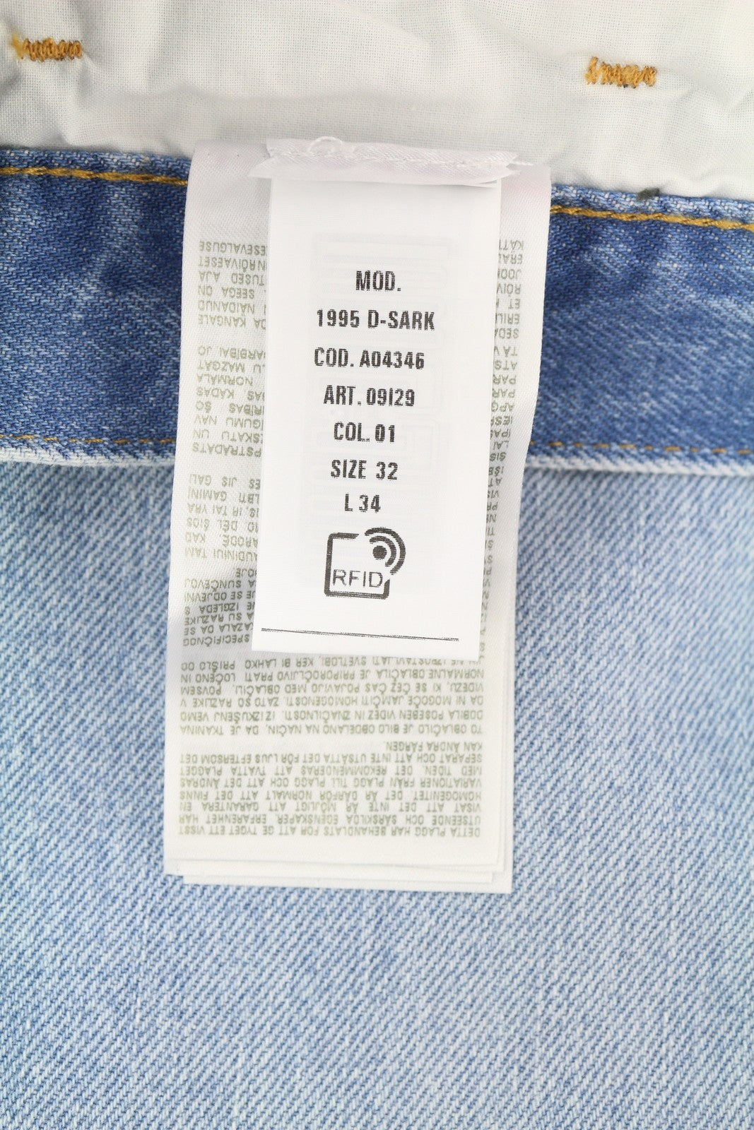 DIESEL 1995 D-Sark 09I29 vyriški džinsai W32/L34 mėlyni, tiesūs, vidutinio juosmens, RRP 246 USD 