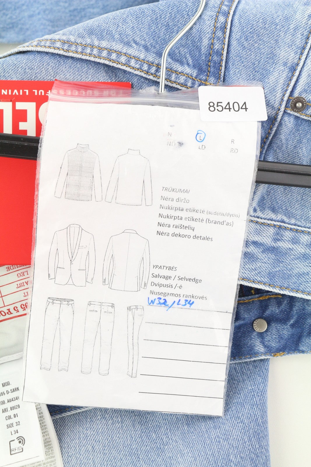 DIESEL 1995 D-Sark 09I29 vyriški džinsai W32/L34 mėlyni, tiesūs, vidutinio juosmens, RRP 246 USD 