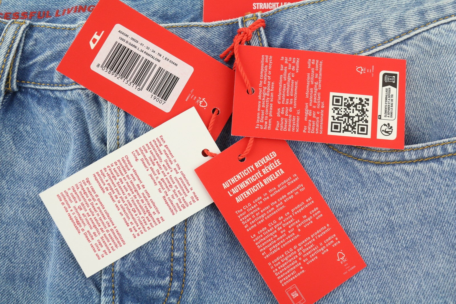 DIESEL 1995 D-Sark 09I29 vyriški džinsai W32/L34 mėlyni, tiesūs, vidutinio juosmens, RRP 246 USD 