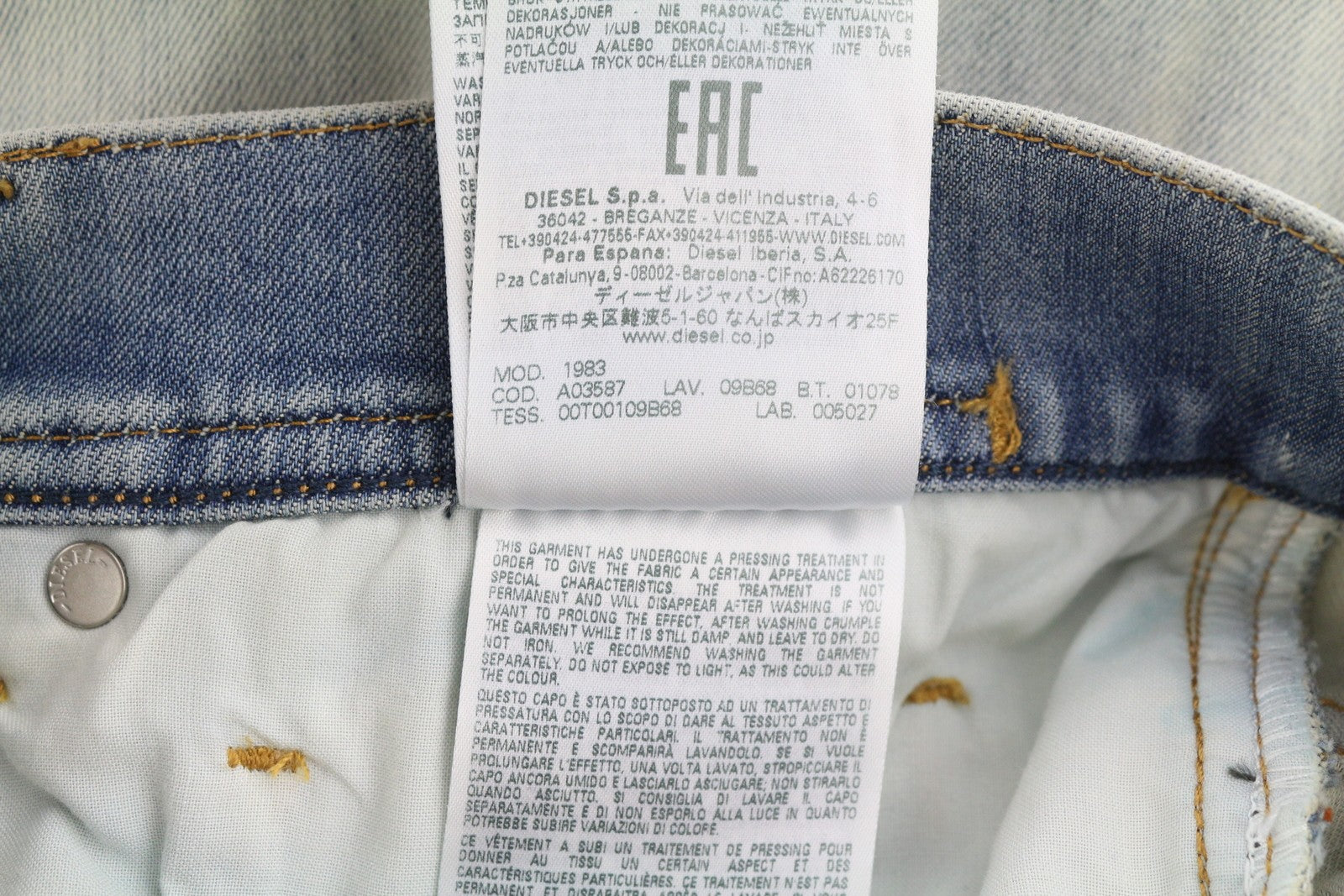 DIESEL 1983 09B68 Men Jeans W30/L34 Blue Skinny Fit Faded Distressed RRP€295