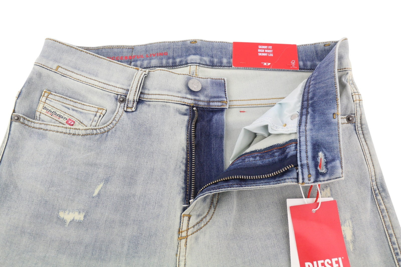 DIESEL 1983 09B68 Men Jeans W30/L34 Blue Skinny Fit Faded Distressed RRP€295