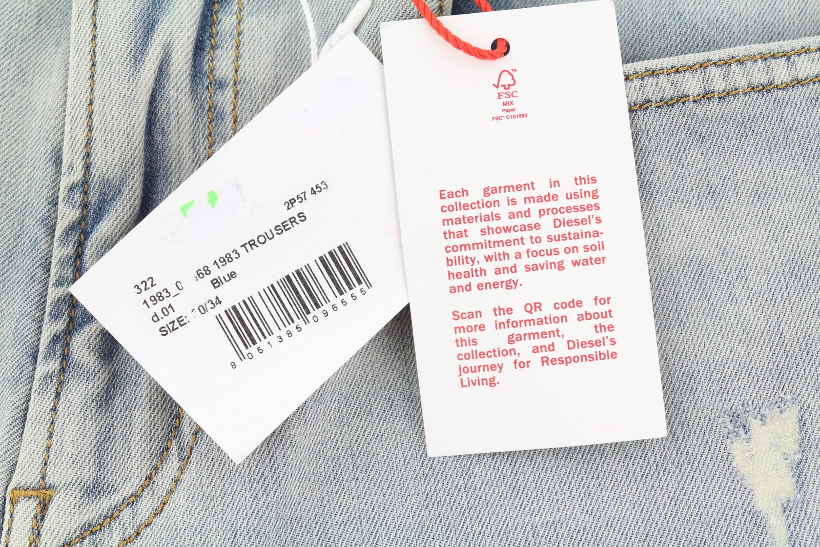 DIESEL 1983 09B68 Men Jeans W30/L34 Blue Skinny Fit Faded Distressed RRP€295