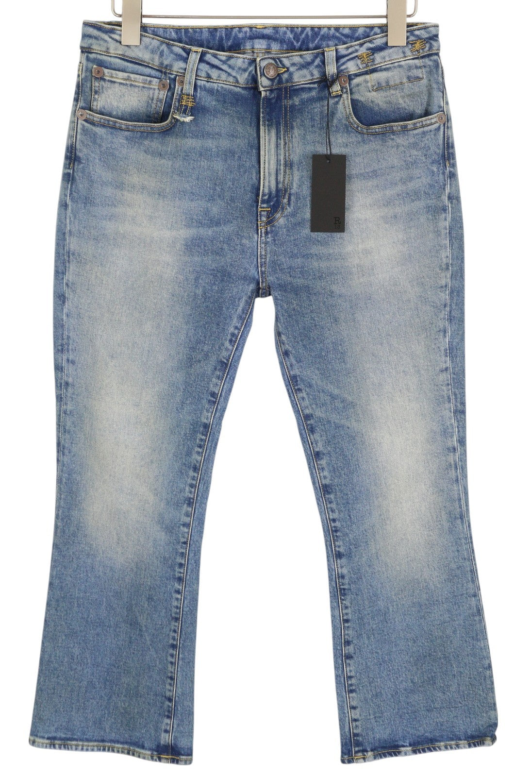 R13 Kick Women Jeans 31 Jasper Stretch Ankle Length Washed Faded Blue RRP€695