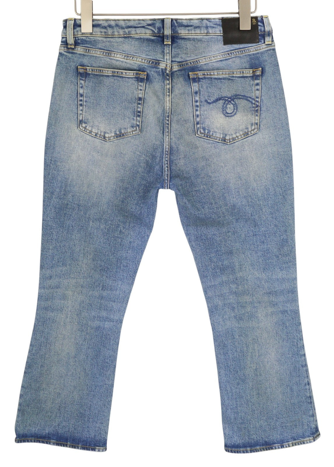 R13 Kick Women Jeans 31 Jasper Stretch Ankle Length Washed Faded Blue RRP€695