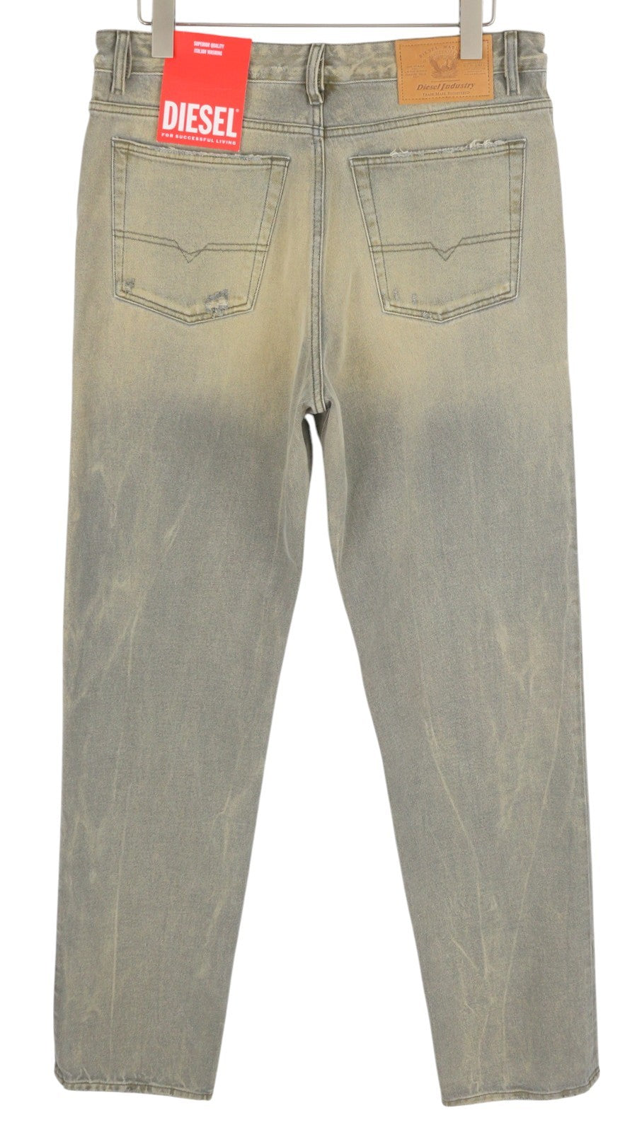 DIESEL 1955 09D87 vyriški džinsai W34/L34 mėlyni sendinto stiliaus, įprasti, tiesūs, aukštu juosmeniu 