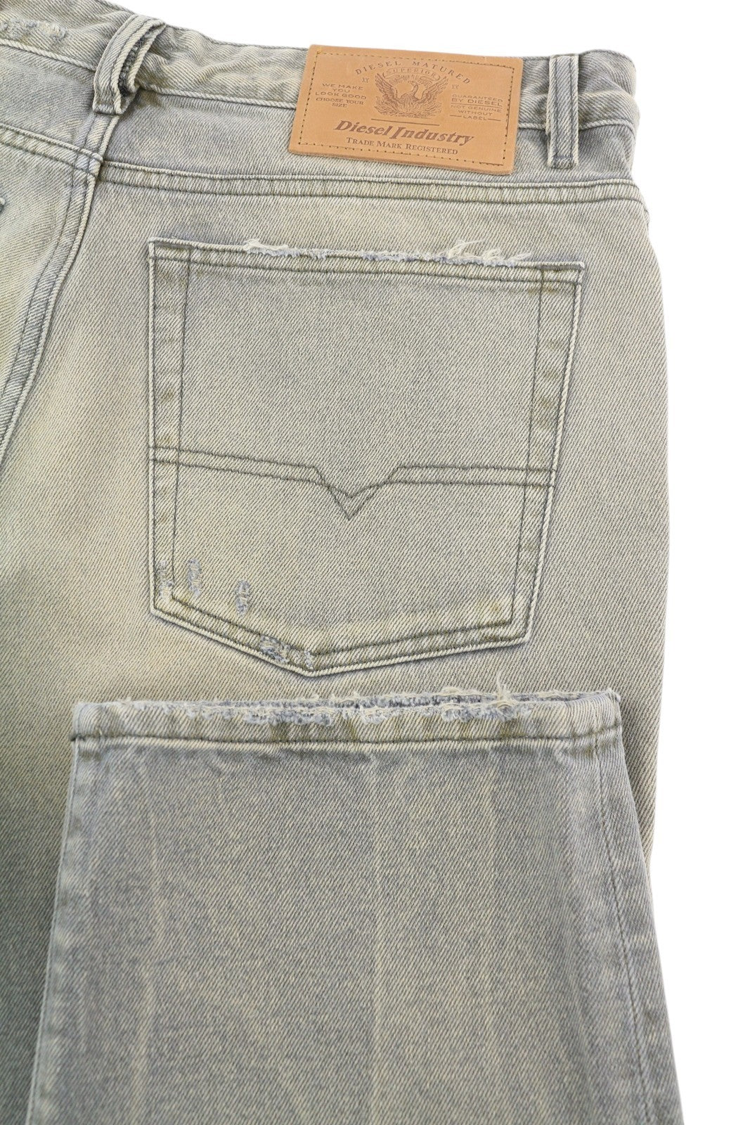 DIESEL 1955 09D87 vyriški džinsai W34/L34 mėlyni sendinto stiliaus, įprasti, tiesūs, aukštu juosmeniu 