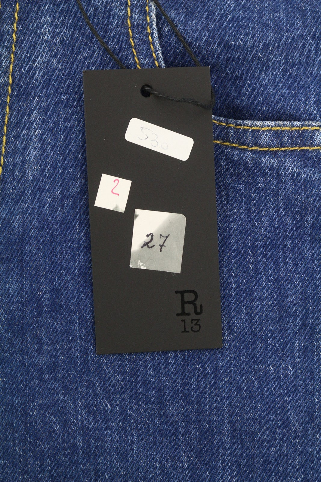 R13 berniukiški moteriški džinsai, 27 dydžio, aptempti, Jasper, tamprūs, iki kulkšnių, mėlyni, džinsiniai, RRP 595 € 