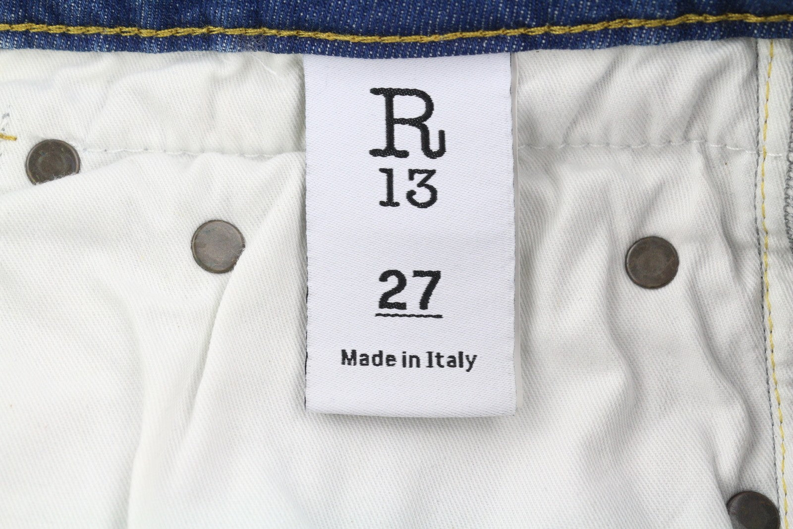 R13 berniukiški moteriški džinsai, 27 dydžio, aptempti, Jasper, tamprūs, iki kulkšnių, mėlyni, džinsiniai, RRP 595 € 