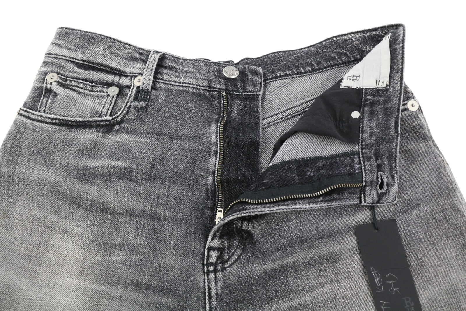 R13 Jesse Women Jeans 27 Vintage Grey Super Wide Leg Drop Crotch Faded RRP€725