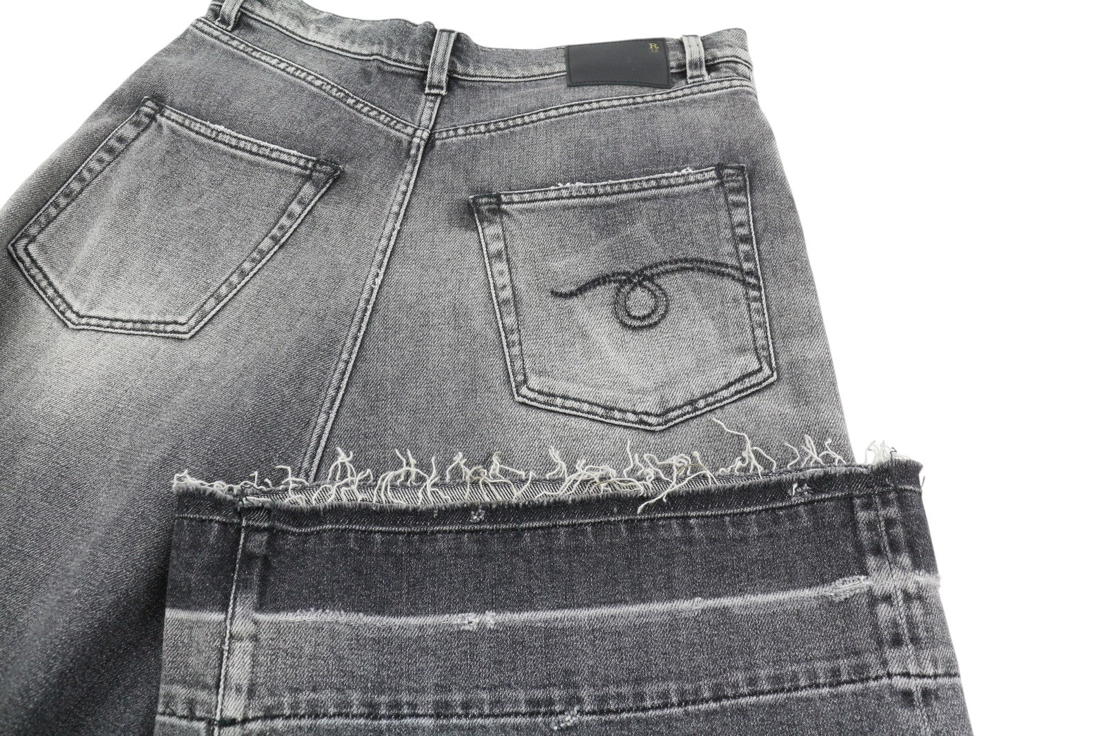 R13 Jesse Women Jeans 27 Vintage Grey Super Wide Leg Drop Crotch Faded RRP€725