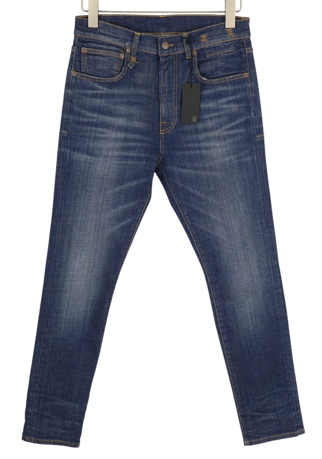R13 Skate Men Jeans W32 Howell Indigo Faded Washed Slim Fit Zip Fly Logo RRP€549