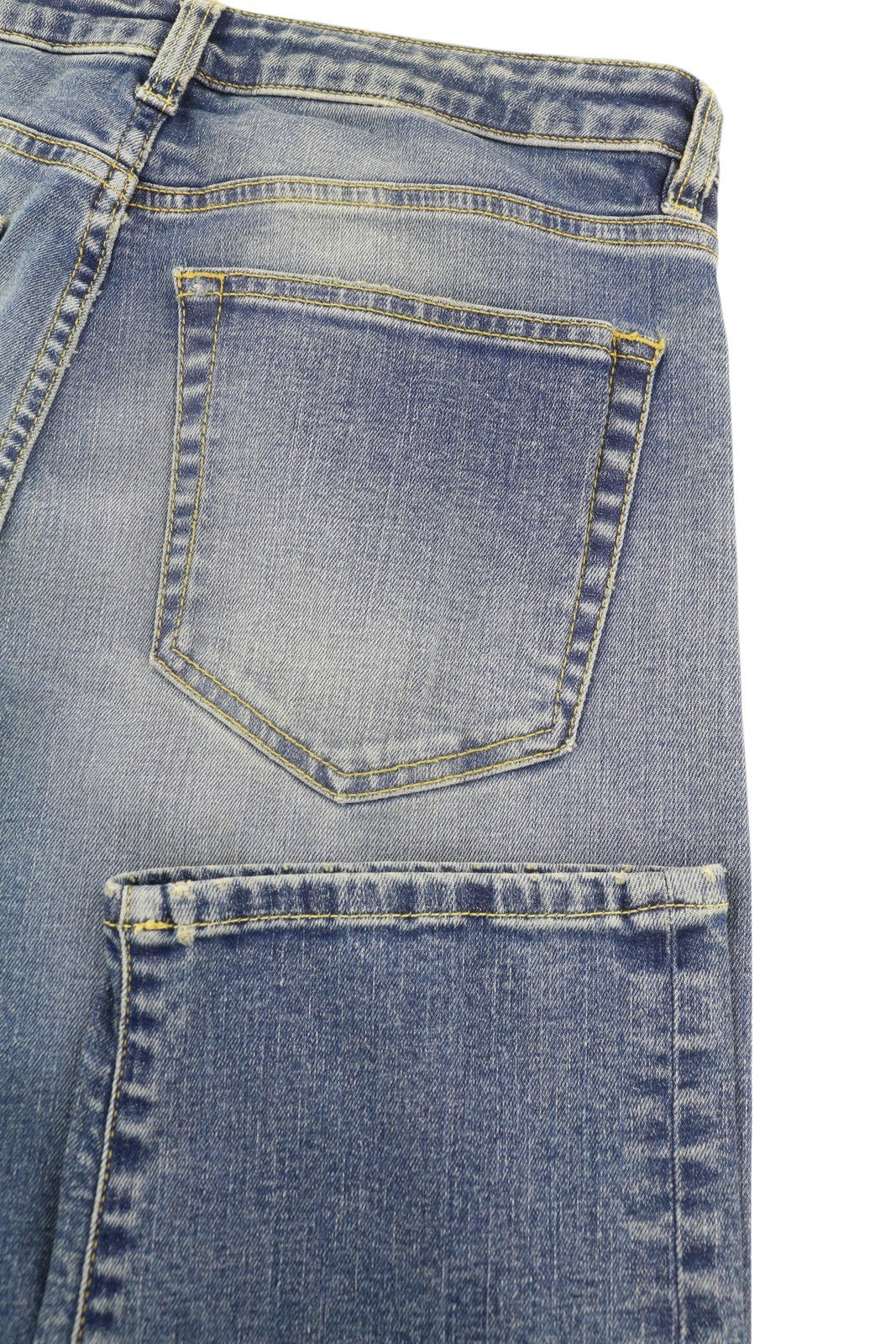 R13 Boy Straight Rips Women Jeans 27 Carlton Ripped Distress Washed Ankle Blue