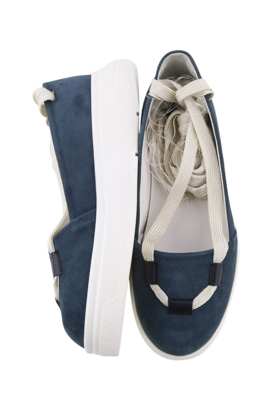 EMPORIO ARMANI X3X085 moteriški bateliai, mėlyni, zomšiniai, odiniai, suvarstyti, platforma, padas 