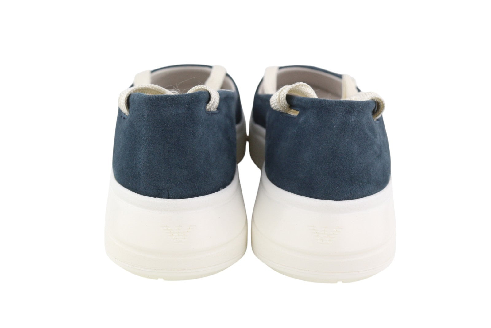 EMPORIO ARMANI X3X085 moteriški bateliai, mėlyni, zomšiniai, odiniai, suvarstyti, platforma, padas 