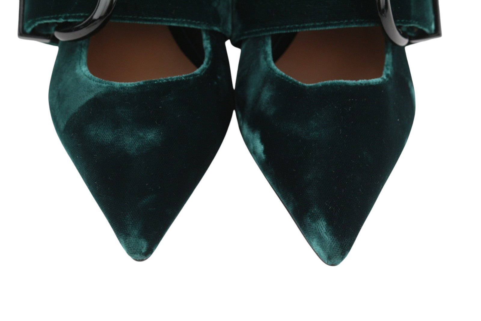 EMPORIO ARMANI moteriški aukštakulniai, 37 dydžio, tamsiai žali, su sagtimi ir smailiais nosimis. 