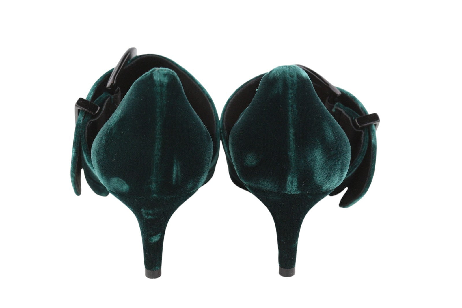 EMPORIO ARMANI moteriški aukštakulniai, 37 dydžio, tamsiai žali, su sagtimi ir smailiais nosimis. 