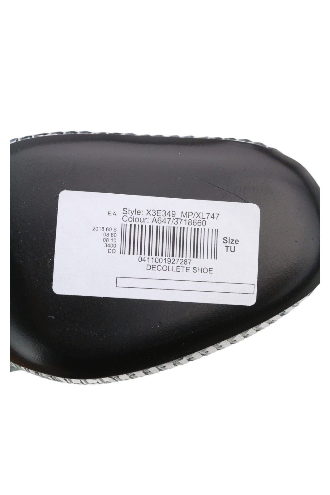 EMPORIO ARMANI X3E349 moteriški aukštakulniai, EU37, sidabriniai, blizgantys blizgučiai, apvalios nosies. 