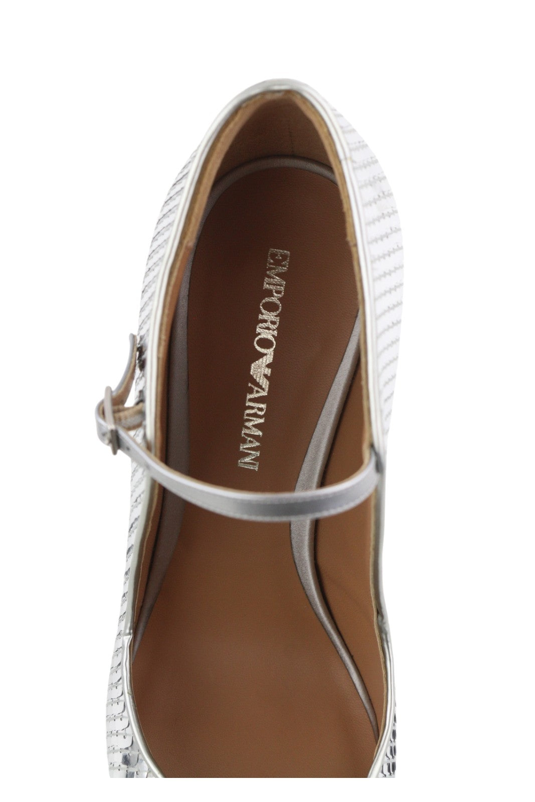 EMPORIO ARMANI X3E349 moteriški aukštakulniai, EU37, sidabriniai, blizgantys blizgučiai, apvalios nosies. 