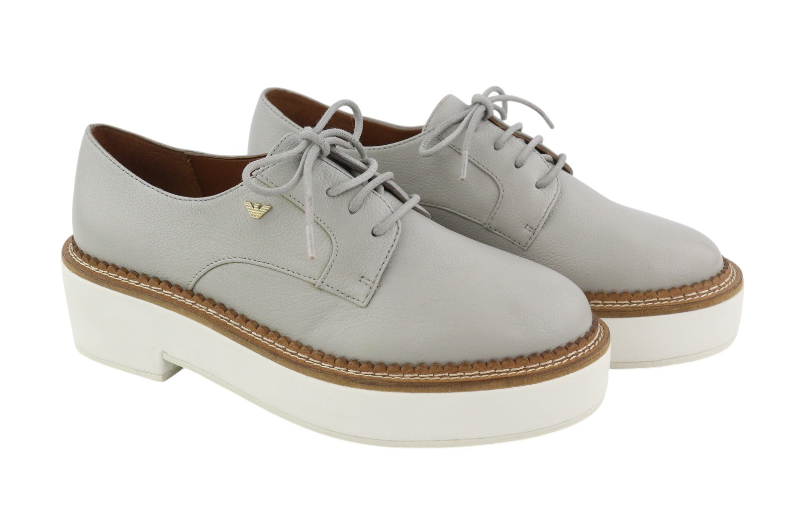 EMPORIO ARMANI X3C139 moteriški bateliai, 37 dydžio, pilki, odiniai, platforminiai, oksfordo stiliaus bateliai, RMK 226 € 