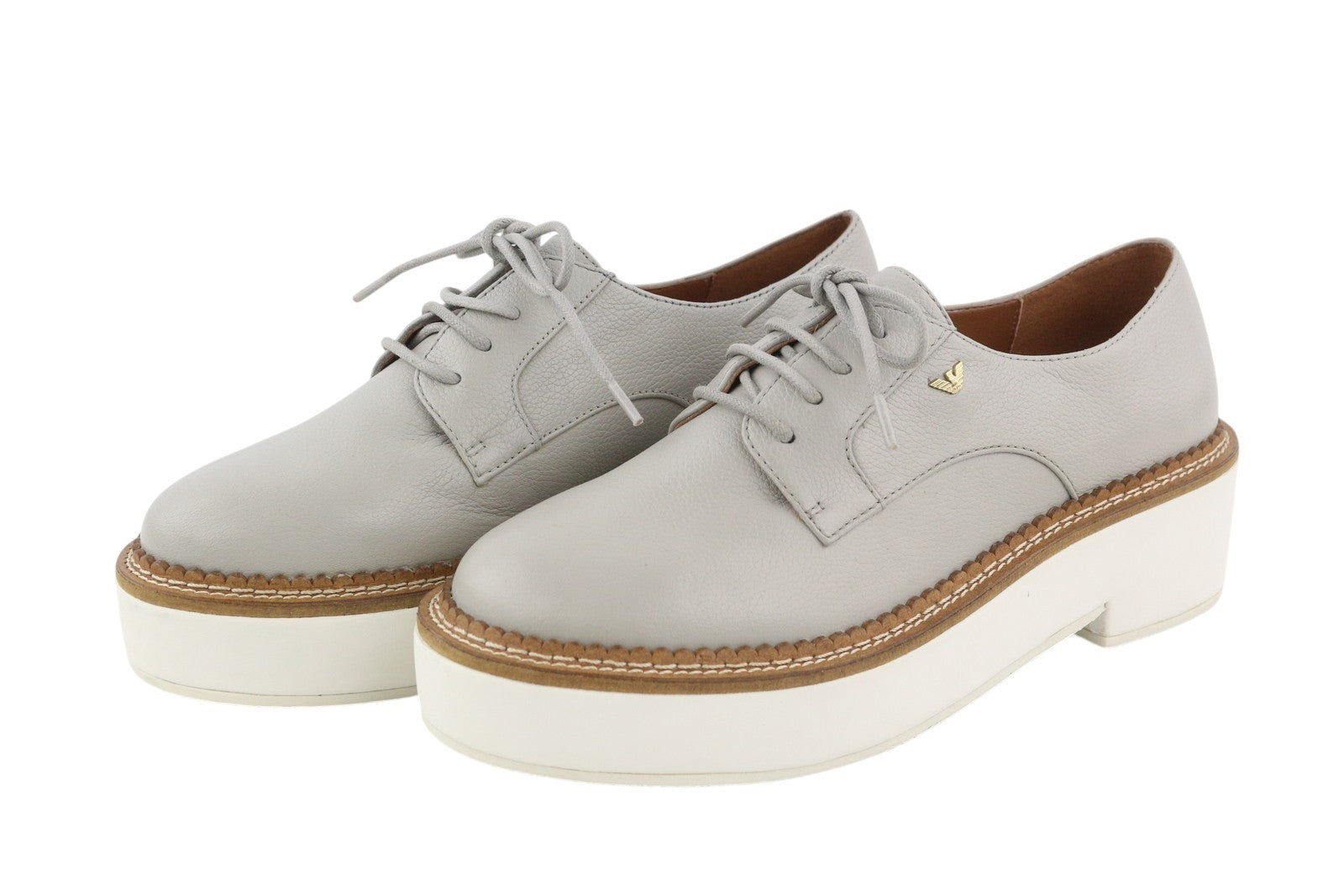 EMPORIO ARMANI X3C139 moteriški bateliai, 37 dydžio, pilki, odiniai, platforminiai, oksfordo stiliaus bateliai, RMK 226 € 