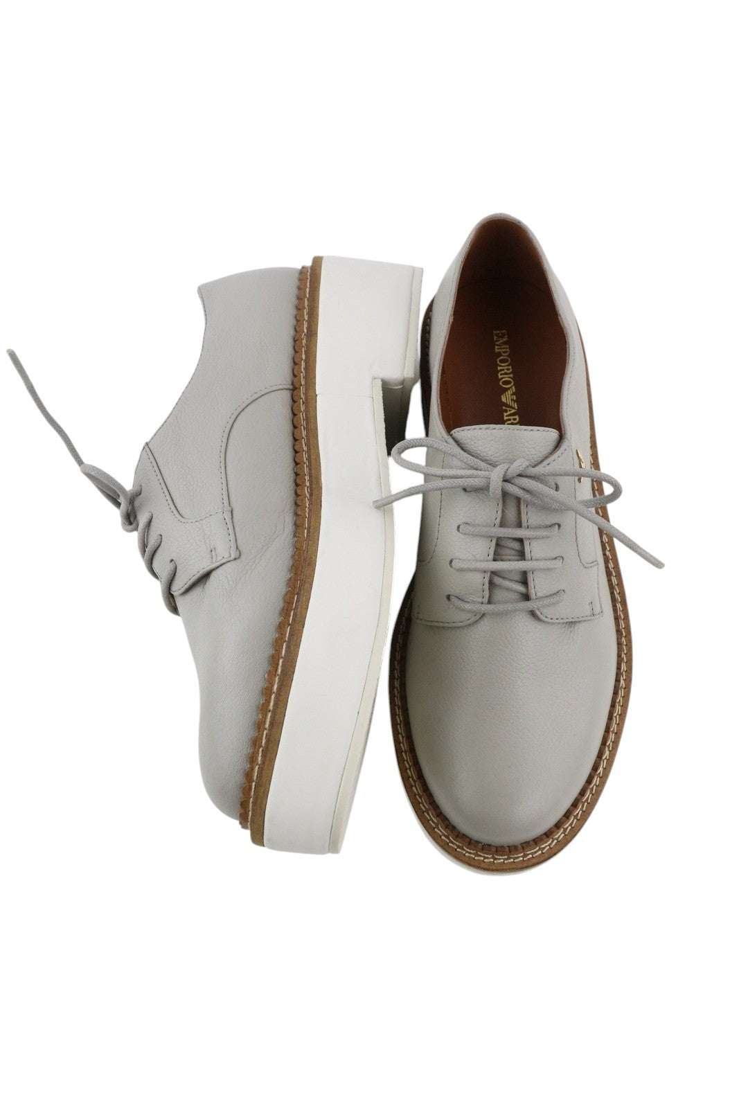 EMPORIO ARMANI X3C139 moteriški bateliai, 37 dydžio, pilki, odiniai, platforminiai, oksfordo stiliaus bateliai, RMK 226 € 