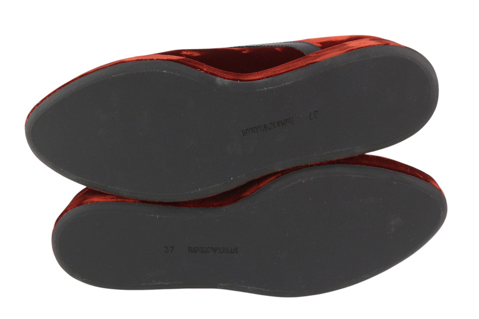 EMPORIO ARMANI moteriški bateliai, 37 dydžio, bordo spalvos, su aksominiu padu, apvalia nosele, raišteliais. 