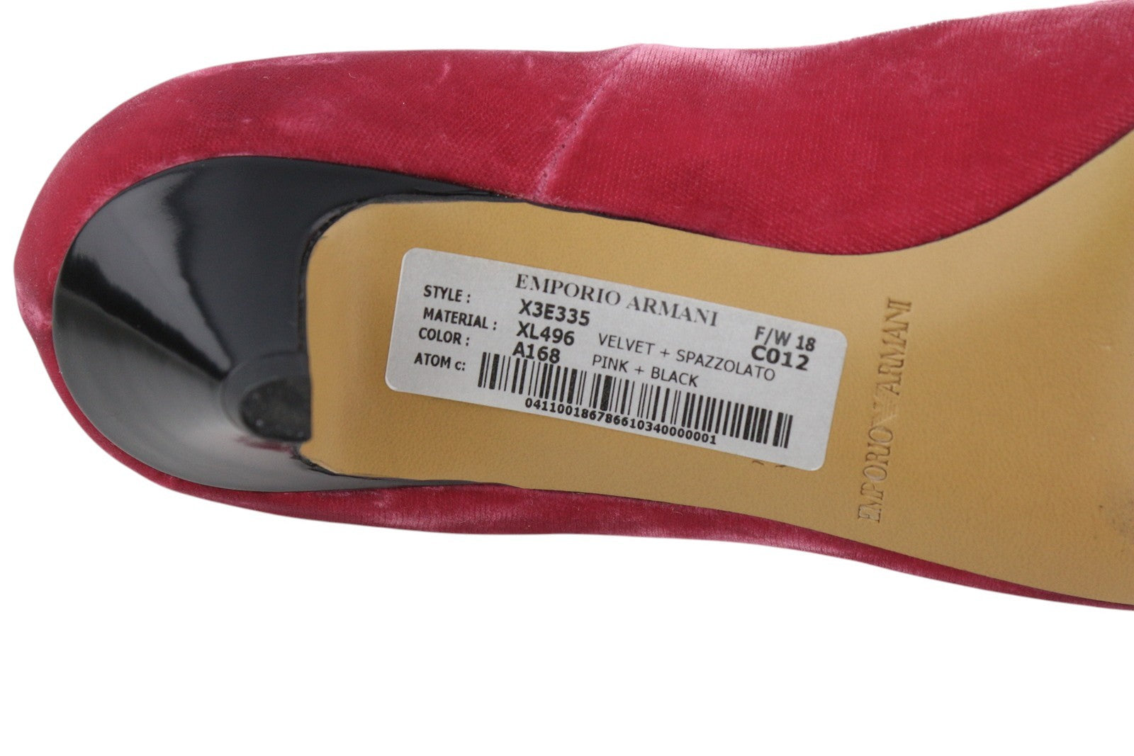 EMPORIO ARMANI X3E335 moteriški aukštakulniai, rožiniai, velvetiniai, smailūs nosys, kaspinas su dekoltė... 