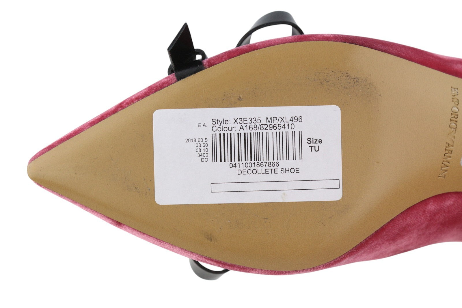 EMPORIO ARMANI X3E335 moteriški aukštakulniai, rožiniai, velvetiniai, smailūs nosys, kaspinas su dekoltė... 