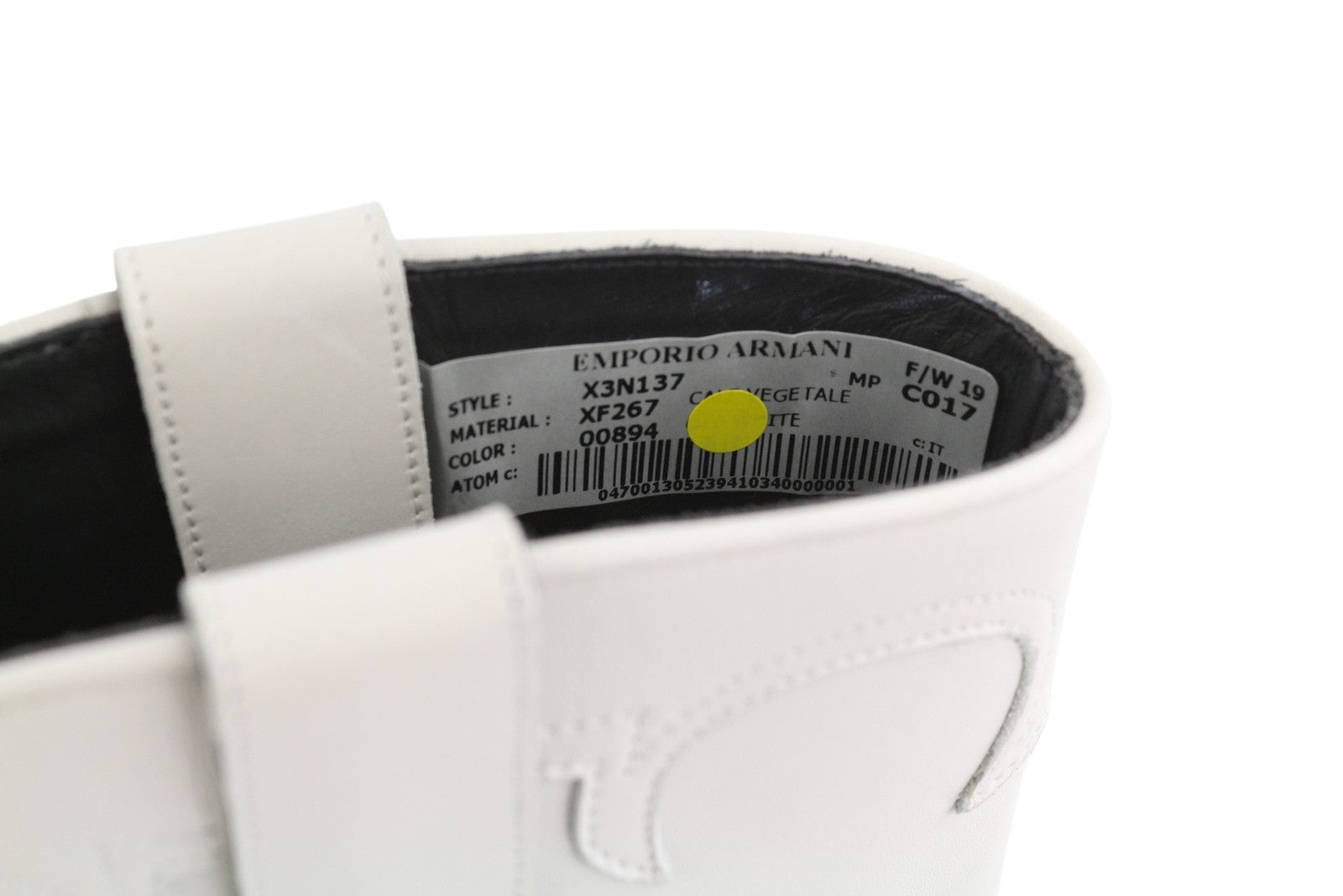 EMPORIO ARMANI X3N137 moteriški aulinukai su šviesiai baltais odiniais smailiais nosimis, kaubojiški 