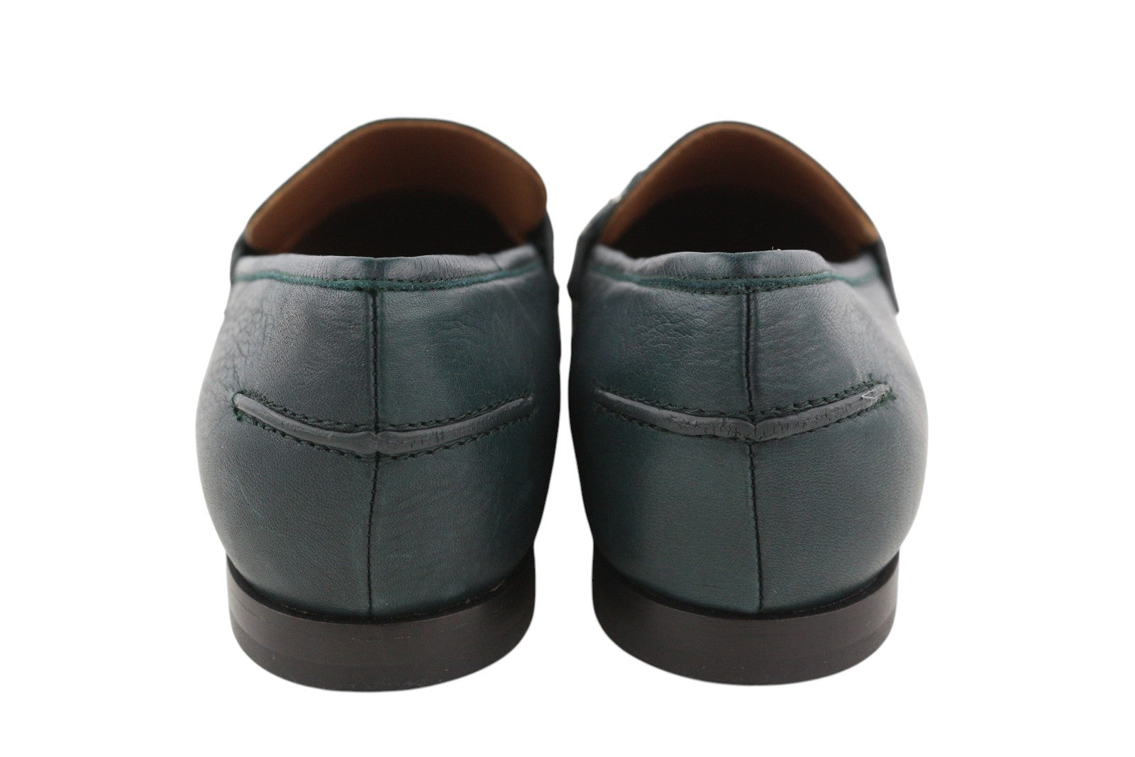 EMPORIO ARMANI X3A075 moteriški bateliai su žalia oda, sidabro atspalvio detalėmis. 