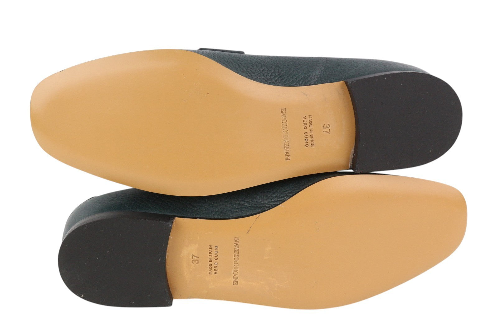 EMPORIO ARMANI X3A075 moteriški bateliai su žalia oda, sidabro atspalvio detalėmis. 