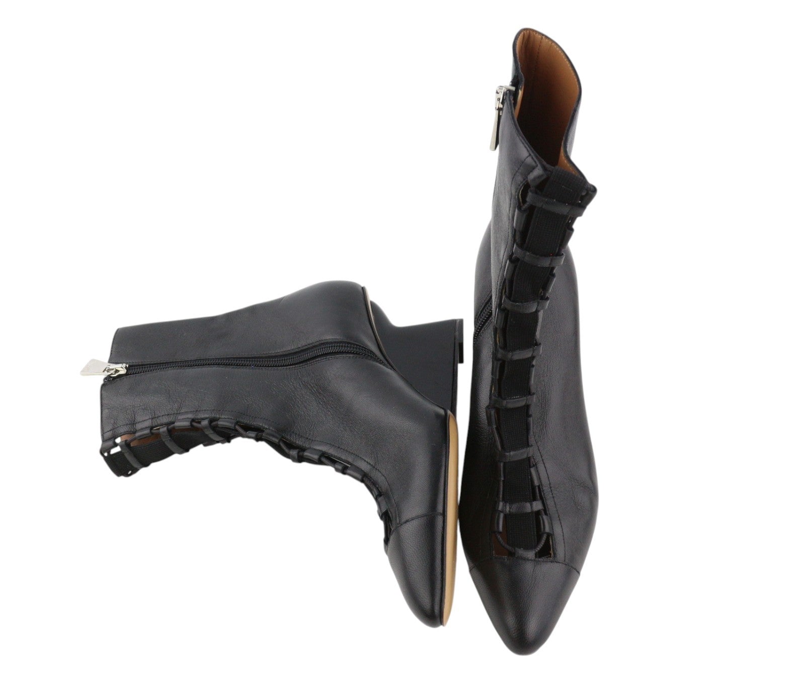 EMPORIO ARMANI moteriški aukštakulniai, 37 €, juodos odos, smaili nosis, su raišteliais ir užtrauktuku. 