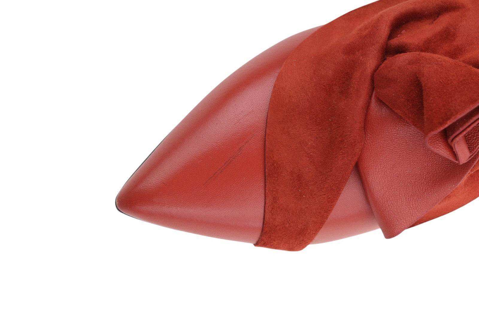 EMPORIO ARMANI X3D223 Women Flats EU37 Red Leather Pointed Toe Slip On Casual