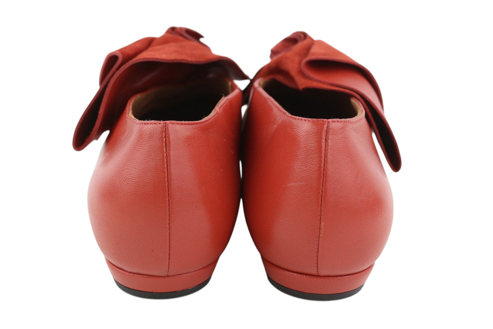 EMPORIO ARMANI X3D223 Women Flats EU37 Red Leather Pointed Toe Slip On Casual