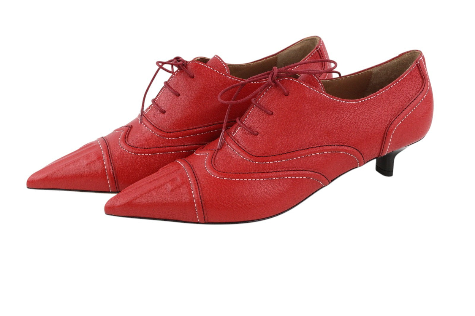 EMPORIO ARMANI moteriški aukštakulniai, 37 €, raudoni, odiniai, smailiomis nosimis, su raišteliais. 