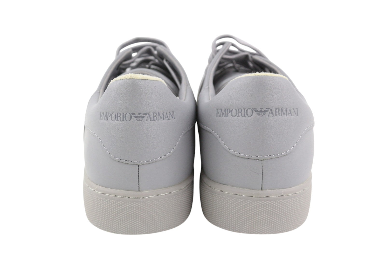 EMPORIO ARMANI X3X096 moteriški sportbačiai, pilki, odiniai, apvali nosis, žemakulniai, RRP 169 € 