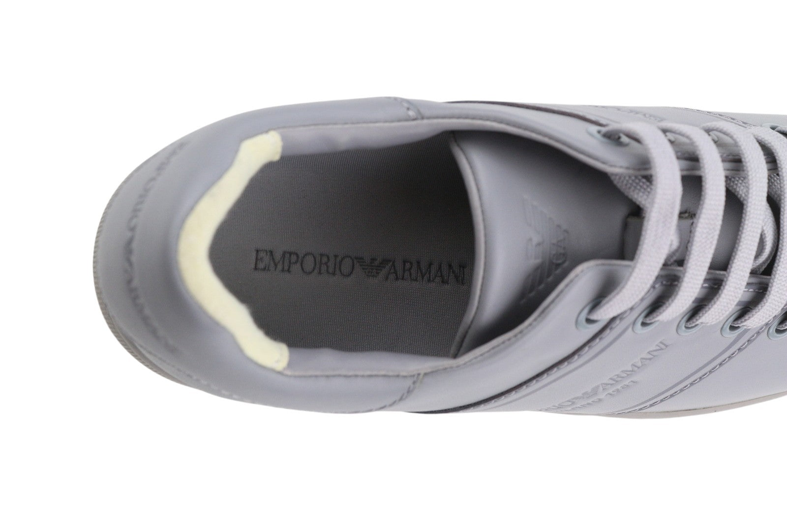 EMPORIO ARMANI X3X096 moteriški sportbačiai, pilki, odiniai, apvali nosis, žemakulniai, RRP 169 € 