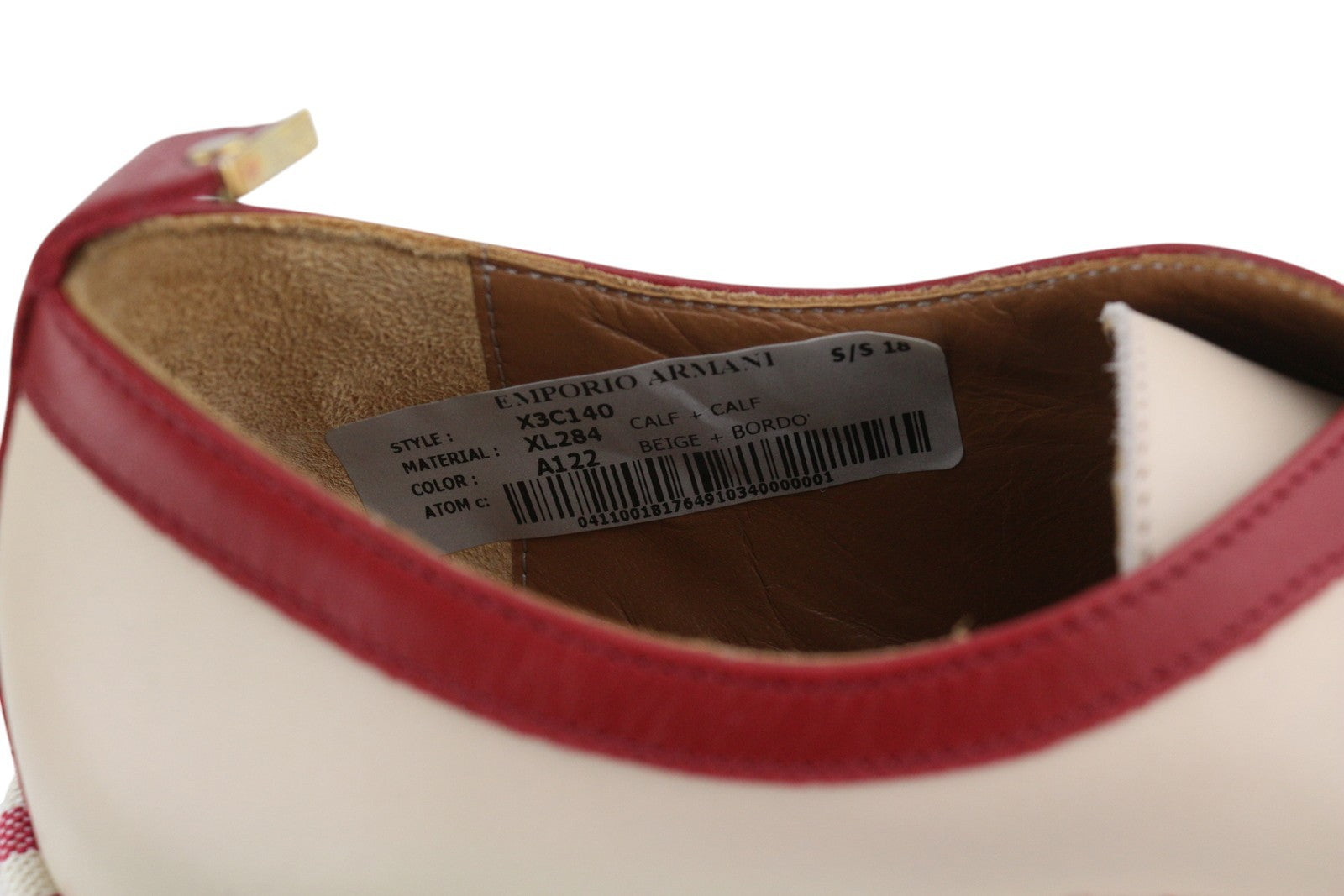 EMPORIO ARMANI X3C140 moteriški bateliai, 37 dydžio, smėlio spalvos, odiniai, su platforma, žemu viršumi, suvarstomi. 