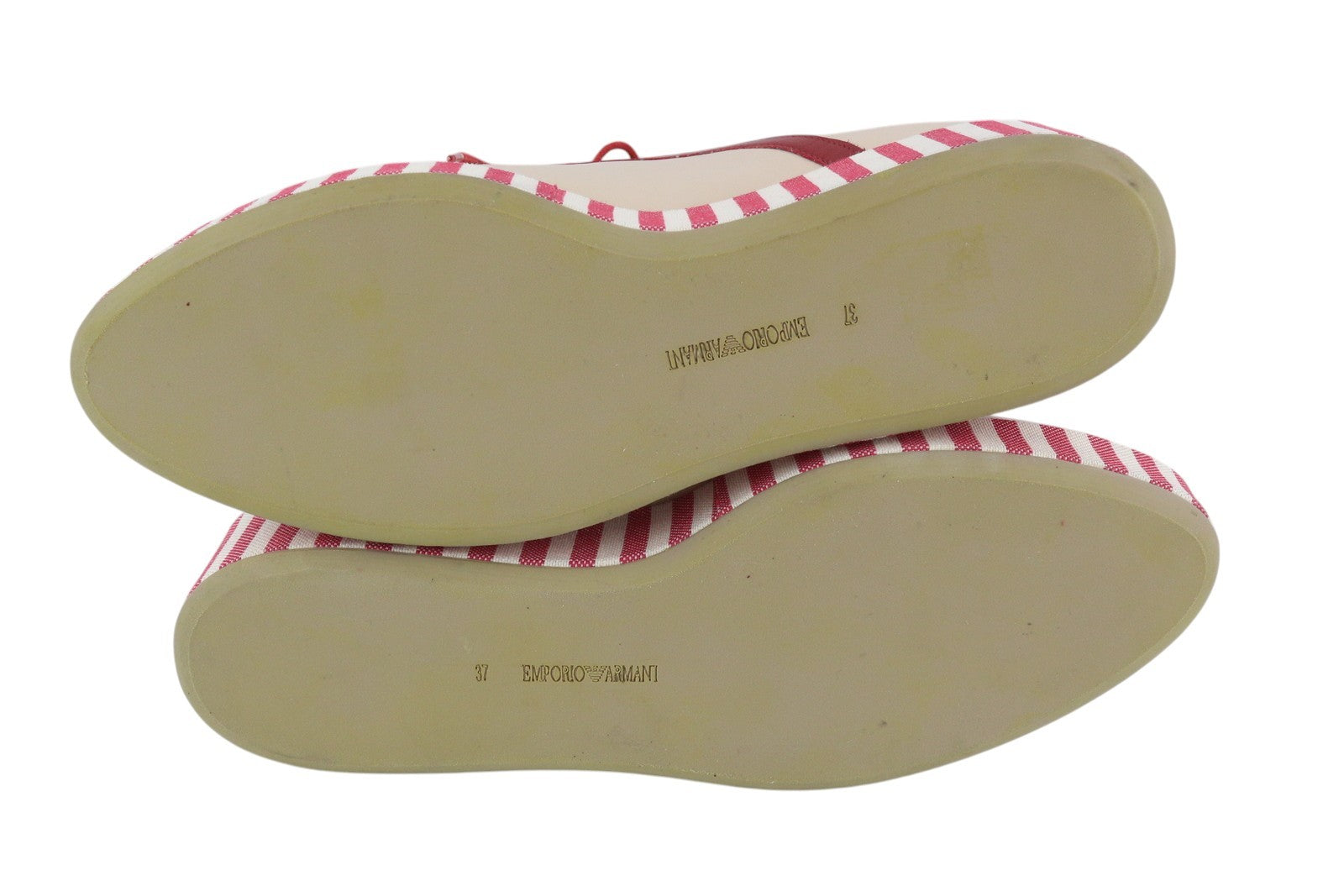 EMPORIO ARMANI X3C140 moteriški bateliai, 37 dydžio, smėlio spalvos, odiniai, su platforma, žemu viršumi, suvarstomi. 