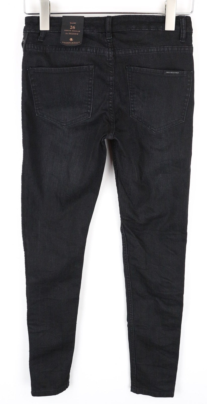 MAISON SCOTCH Women's Jeans W26 Skinny Black Stretch Cotton Laced Side Detail