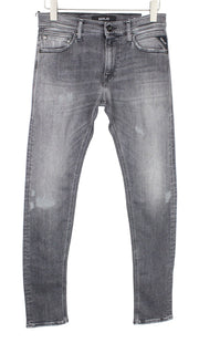 REPLAY Jondrill vyriški džinsai W30/L32 pilki, aptempti, tamprūs, sendinto audinio 