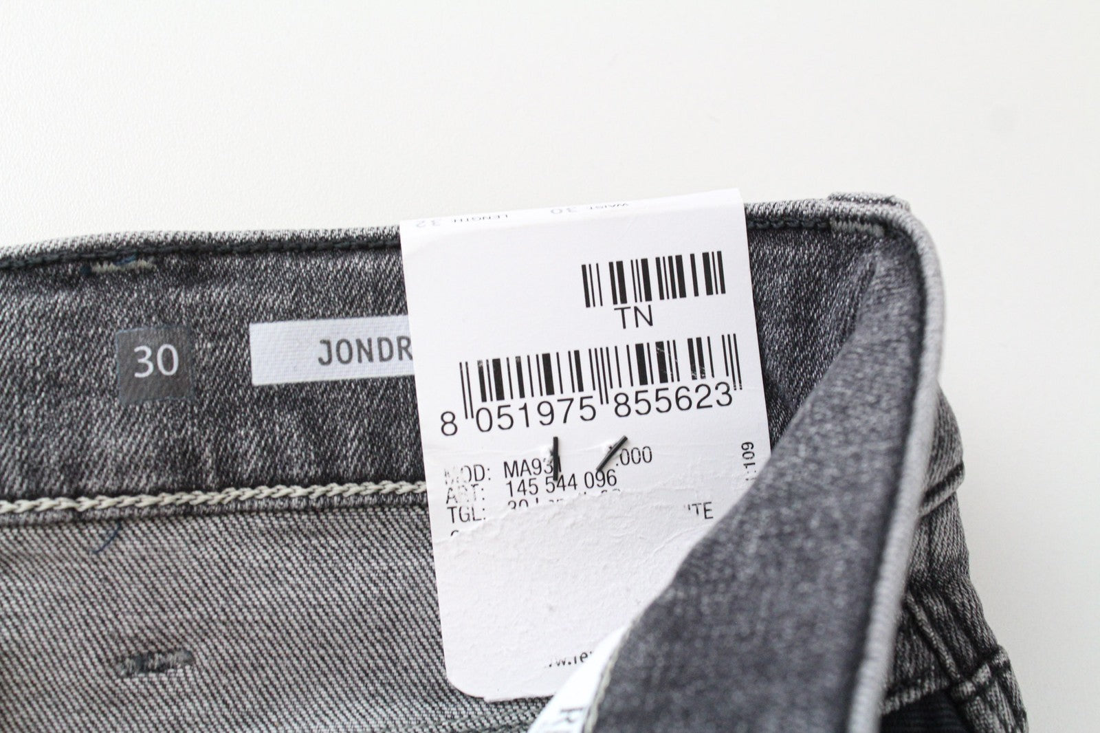 REPLAY Jondrill vyriški džinsai W30/L32 pilki, aptempti, tamprūs, sendinto audinio 
