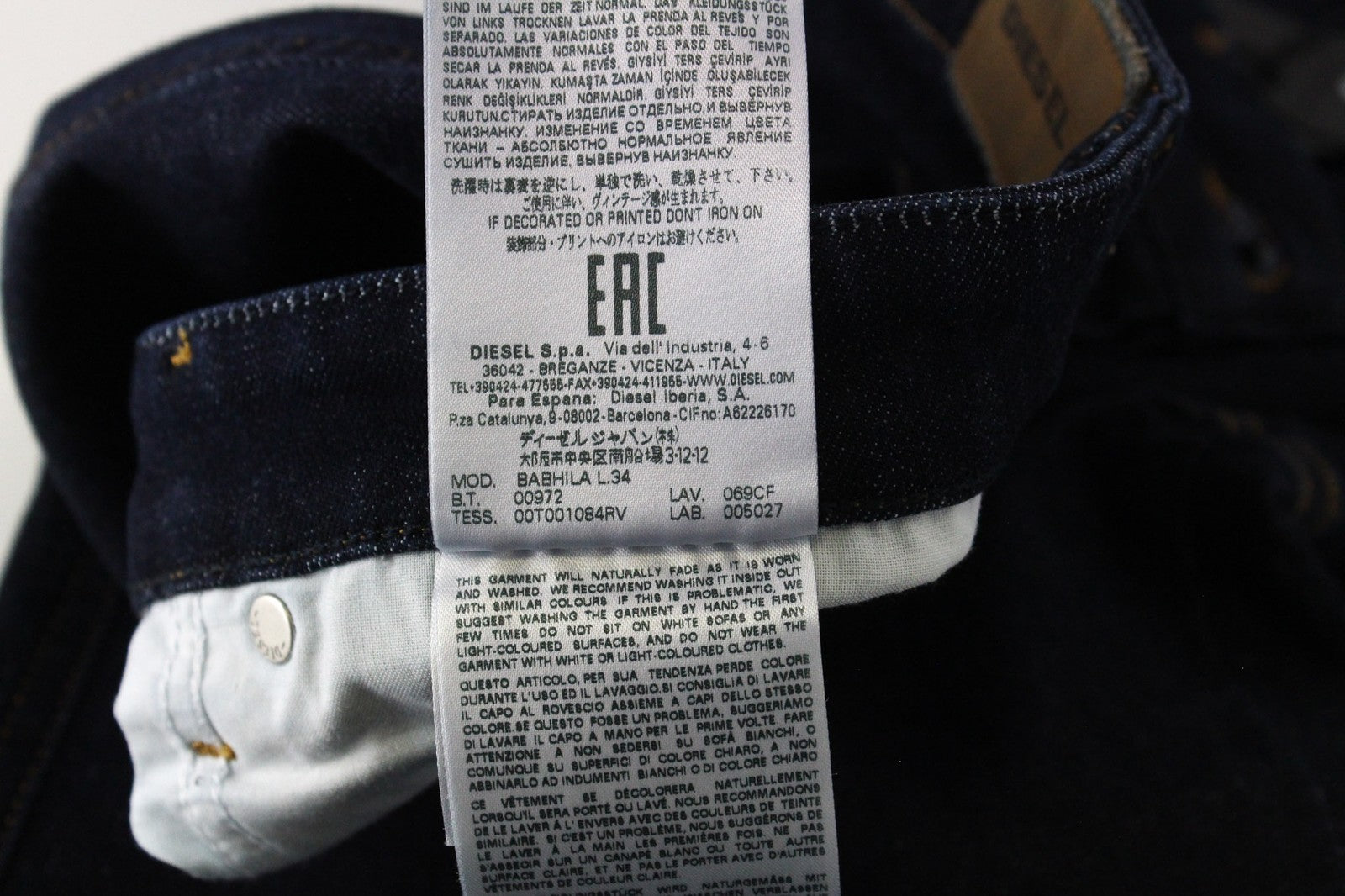 DIESEL Babhila 069CF moteriški džinsai W29/L34 Slim Skinny Tamprūs, Mėlyni Sagomis Priglundantys Džinsai 