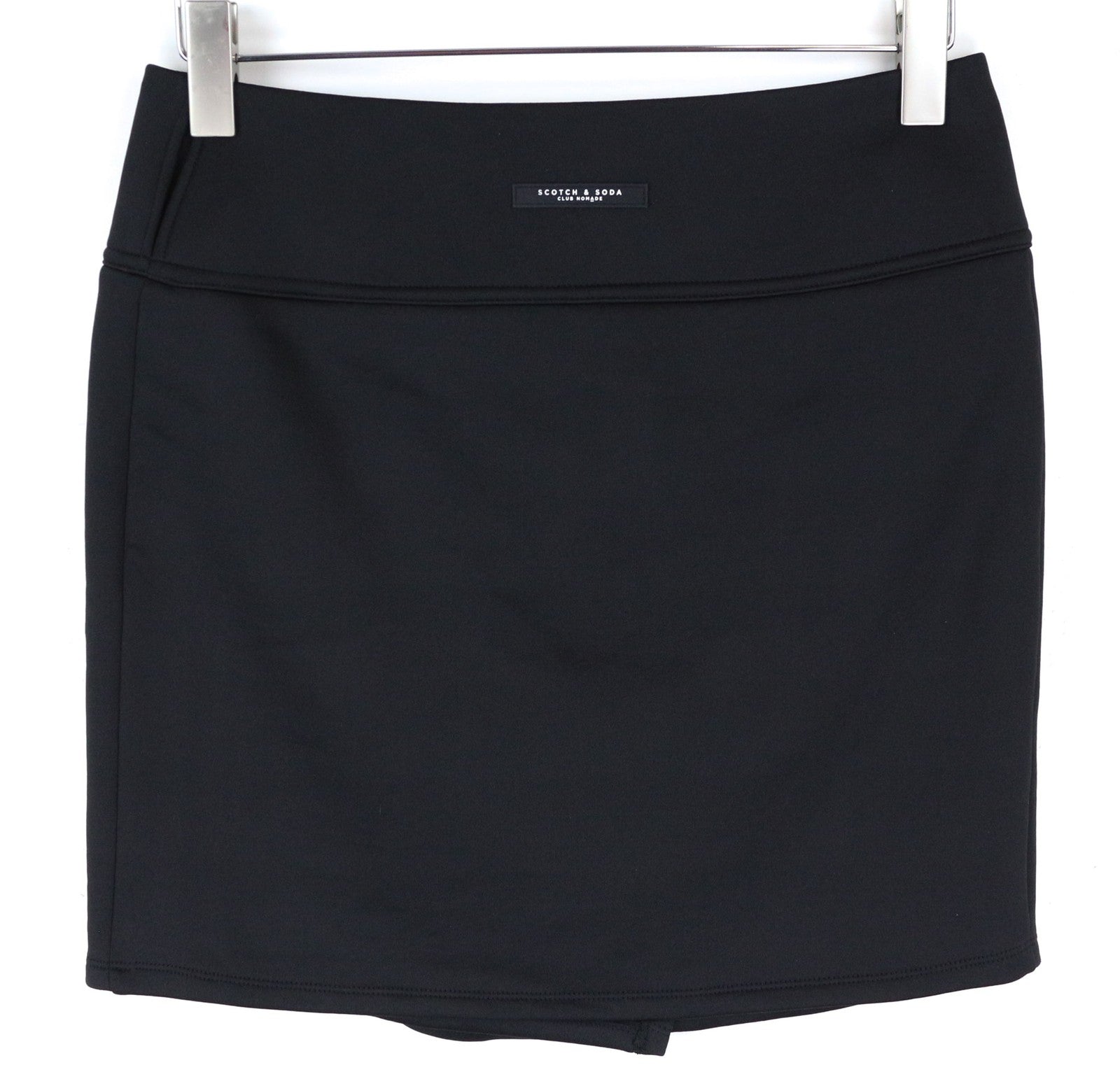 MAISON SCOTCH Club Nomade moteriškas sijonas ~W31 juodas apvyniojamas trumpas laisvalaikio medvilnės mišinio sijonas 