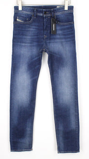 DIESEL Buster 084GR vyriški džinsai W28/L32 Slim Taper mėlyni, tamprūs, įprasto kirpimo 