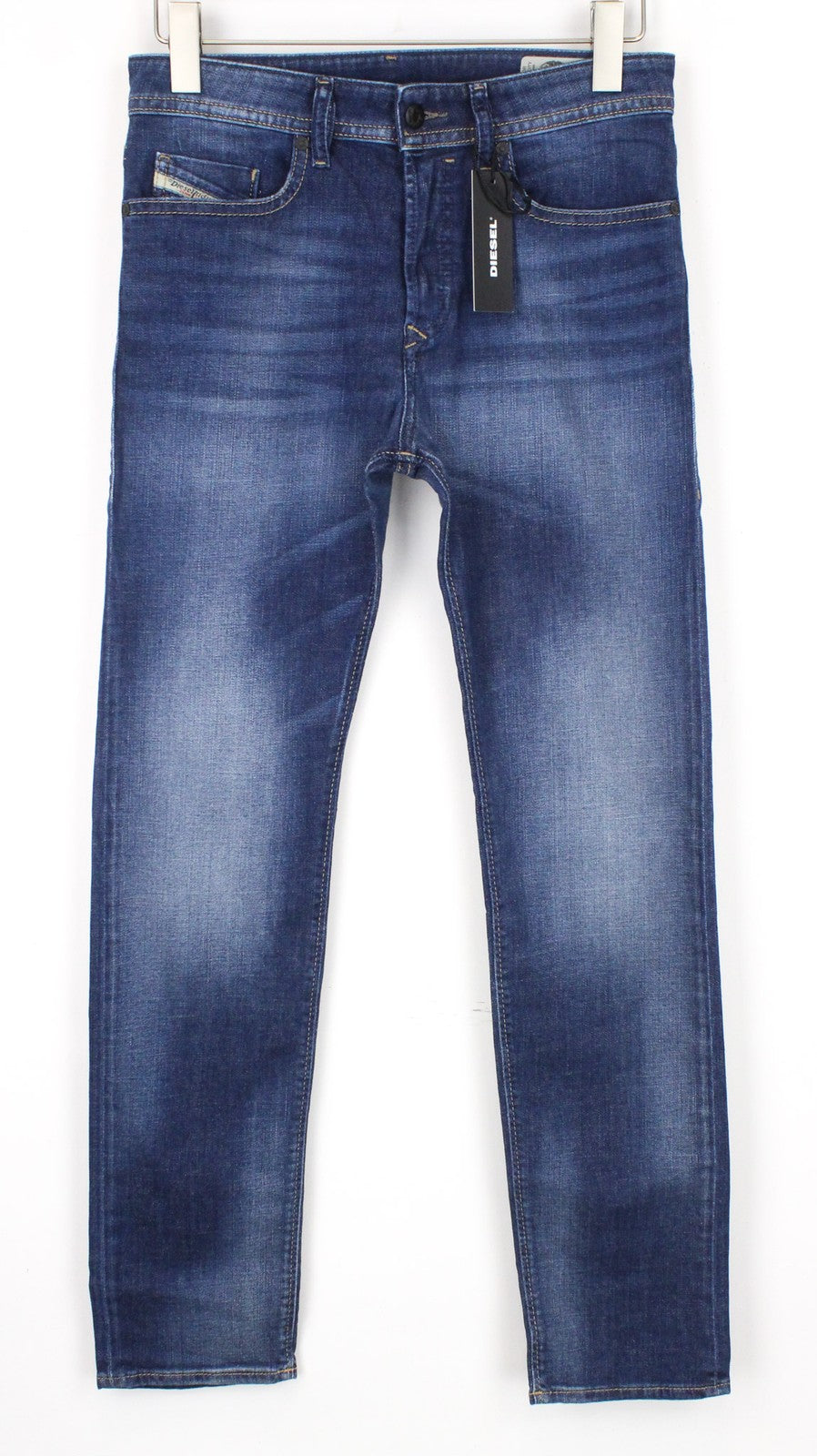 DIESEL Buster 084GR vyriški džinsai W28/L32 Slim Taper mėlyni, tamprūs, įprasto kirpimo 