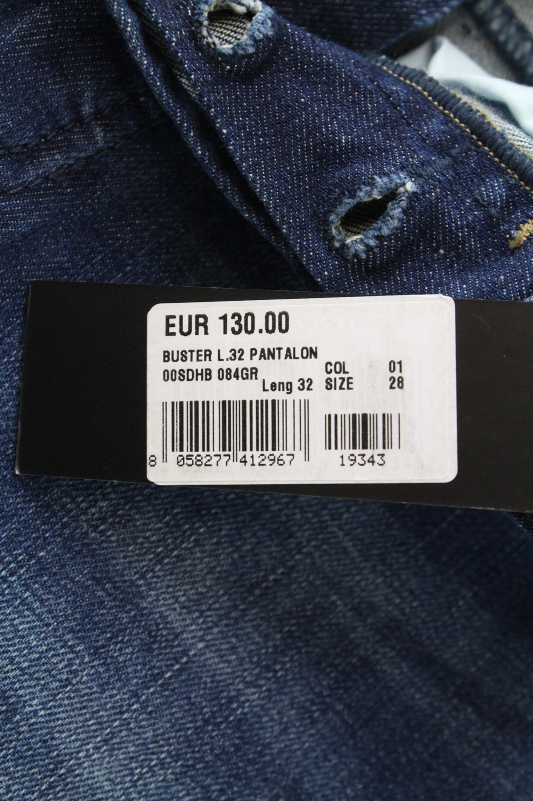 DIESEL Buster 084GR vyriški džinsai W28/L32 Slim Taper mėlyni, tamprūs, įprasto kirpimo 